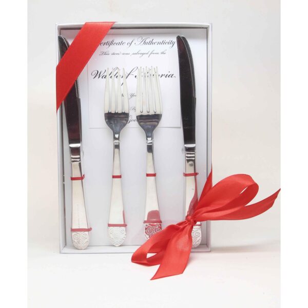 Waldorf Astoria - New Waldorf Astoria Art Deco Fork & Steak Knife Flatware Gift Set