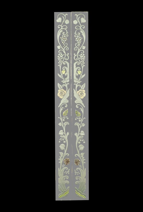 Waldorf Astoria - Pair of Waldorf Astoria Etched Glass Hand Painted Mirror Frame Moldings WAN284134