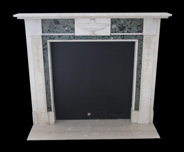 Waldorf Astoria - Statuary White & Verde Antico Green Marble Mantel from The Herbert Hoover Room of The Waldorf Astoria