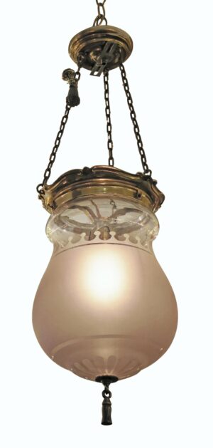 Waldorf Astoria - Waldorf Astoria Frosted Lavender Glass EF Caldwell Pendant Bell Jar Light