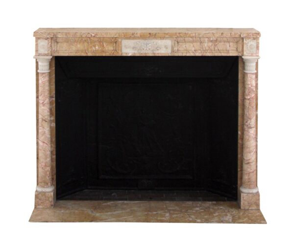 Waldorf Astoria - Waldorf Astoria Tan & Pink Marble Mantel with Floral Carvings