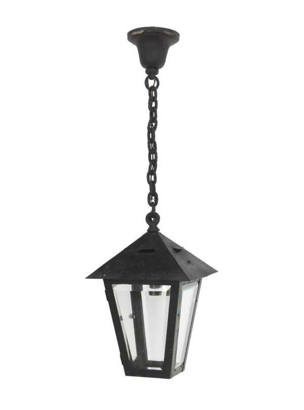 Wall & Ceiling Lanterns - 1940s Wrought Iron & Brass Ceiling Exterior Lantern