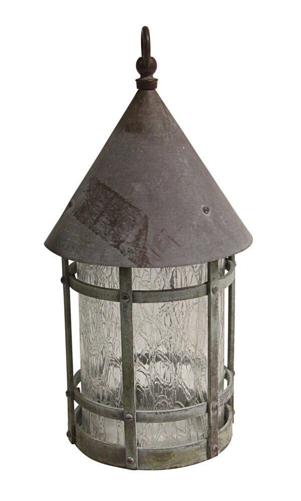 Wall & Ceiling Lanterns - Arts & Crafts Hanging Lantern with Textured Glass