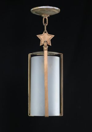 Wall & Ceiling Lanterns - Vintage Star Motif Bronze Frosted Cylinder Glass Hanging Lantern