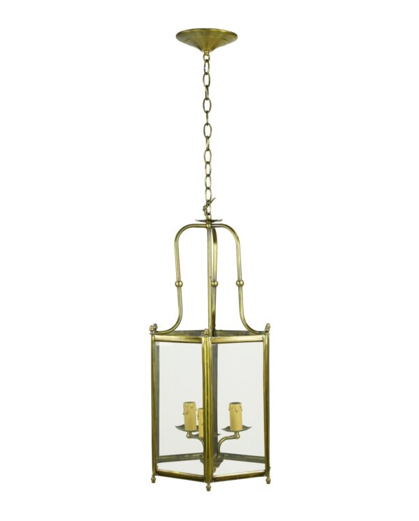 Wall & Ceiling Lanterns - Vintage Traditional Brass Clear Glass Lantern Pendant Light