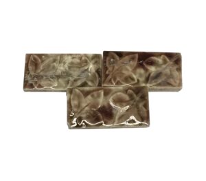 Wall Tiles - Pair of 4.25 x 2.25 Brown & Tan Leafy Tiles