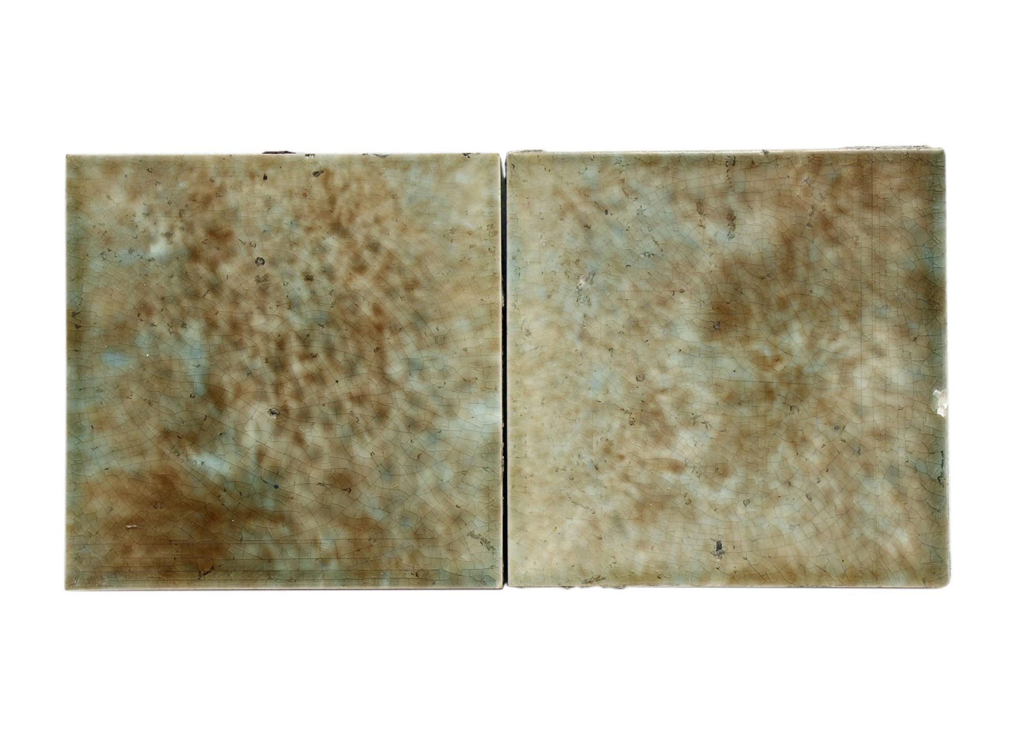 Tile Square Tan Pair of Antique 6 in. Square Tan Mixed Wall Tiles | Olde Good Things