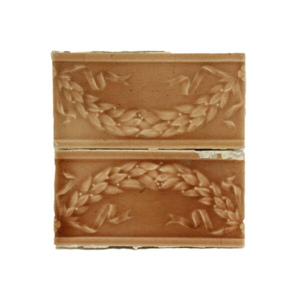 Wall Tiles - Pair of Antique Wreath Pink 6 x 3 Wall Tiles