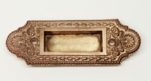 Window Hardware - Antique 4.875 in. Copper Washed Brass Ornate Window Sash Lift