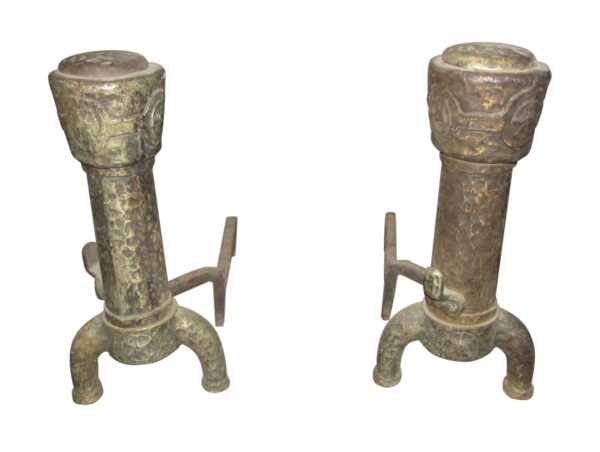 Andirons - Hand Pounded Wrought Iron Andirons