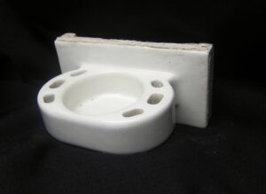 Bathroom - Vintage White Ceramic Porcelain Tooth Brush & Cup Flush Mount Holder