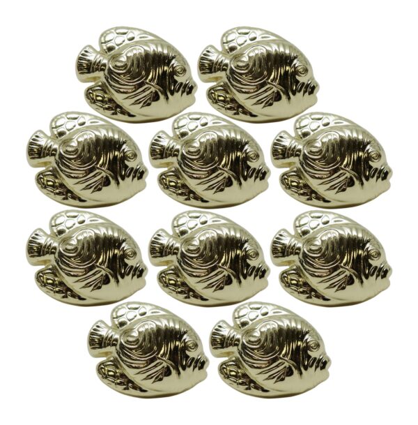 Cabinet & Furniture Knobs - Set of 10 Polished Brass Fish Shaped Drawer Cabinet Knobs