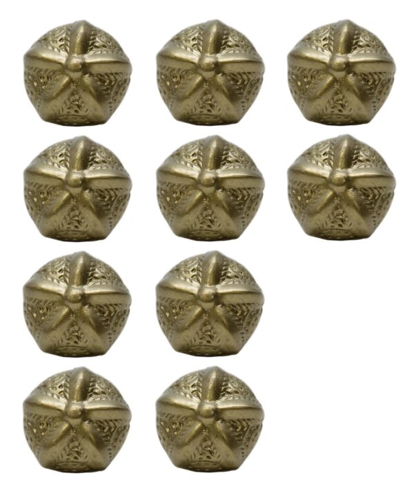 Set of 10 antique brass starfish cabinet knobs with textured detailing, shown in a grouped product view.