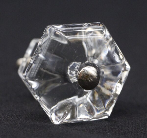 Cabinet & Furniture Knobs - Vintage 1.5 in. Clear Hexagon Glass Cabinet Drawer Knob