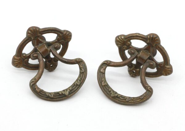 Cabinet & Furniture Pulls - Pair of 2.25 in. Art Deco Drop Ring Brass Drawer Pulls