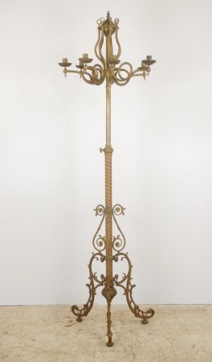 Candle Holders - Victorian Brass 7 Arm Floor Candelabra Lamp