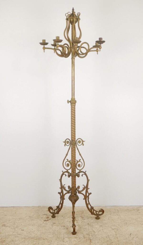 Candle Holders - Victorian Brass 7 Arm Floor Candelabra Lamp