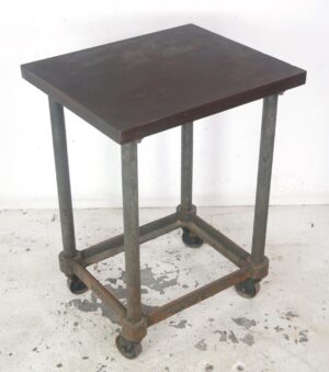 Carts - Antique Rolling 37.75 in. Steel Turtle Table Factory Cart
