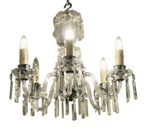 Chandeliers - Mid Century 5 Arm Crystal Chandelier