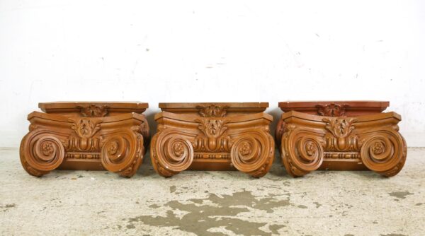 Columns & Pilasters - Set of 6 Reclaimed Corinthian Brown Plaster Column Capitals