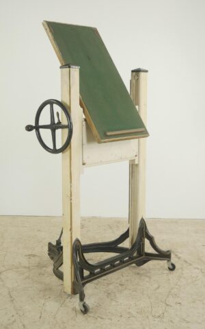 Commercial Furniture - Antique White and Green Crank Wood Camera Stand