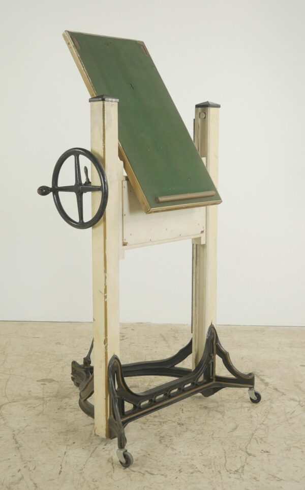 Commercial Furniture - Antique White and Green Crank Wood Camera Stand