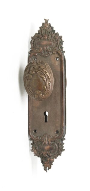 Door Knob Sets - Antique Sargent Rococo Oval Knob & Plate Set
