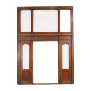 Door Transoms - Textured Glass Transom & Etched Side Lite Wooden Window Frame