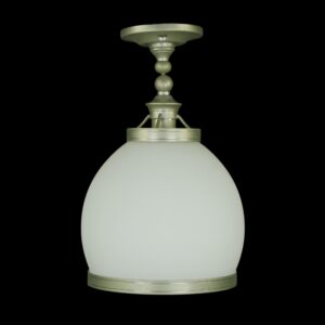 Down Lights - Modern White Glass & Brushed Steel Semi Flush Mount Light