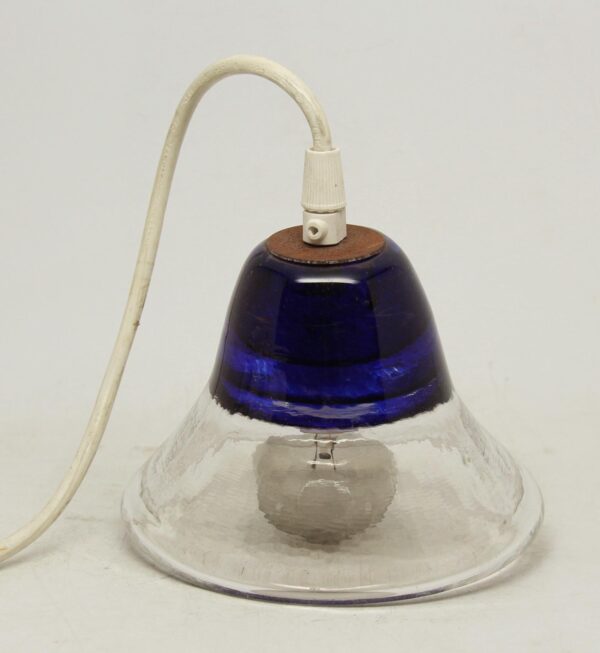 Down Lights - Vintage Blue & Clear Glass Pendant Light