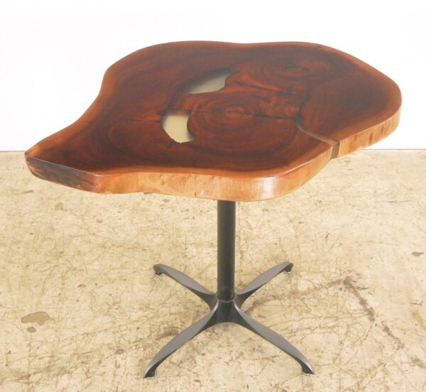 Farm Tables - Handcrafted 36.75 in. Live Edge Mahogany Wafer Steel Bistro Table