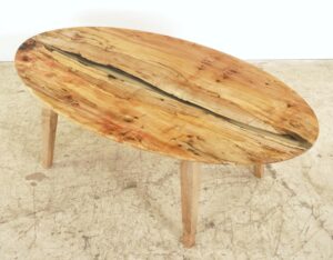 Farm Tables - Handcrafted 53.25 in. Clear Resin River Maple Oval Coffee Table