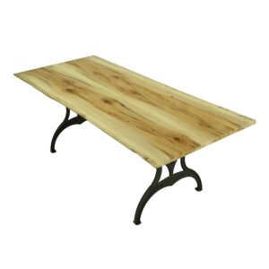 Farm Tables - Handcrafted 7 ft. Sycamore Live Edge Cast Iron Brooklyn Legs Dining Table