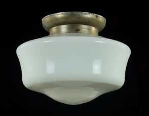 Flush & Semi Flush Mounts - Antique Schoolhouse Milk Glass Steel White Flush Mount Light