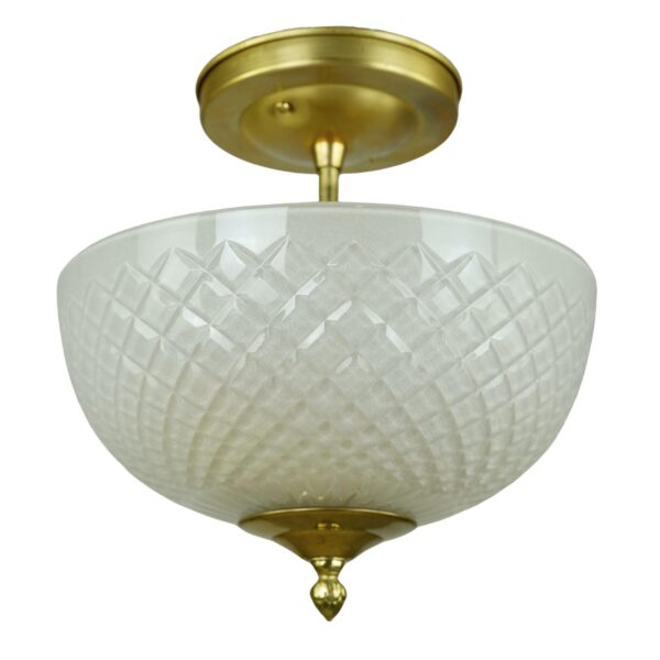 Flush & Semi Flush Mounts - Waldorf Astoria Cut Frosted Crystal Brass Semi Flush Mount