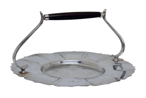 Kitchen - Antique Bruce Hunt Silver Metal Tray with Wooden Handle