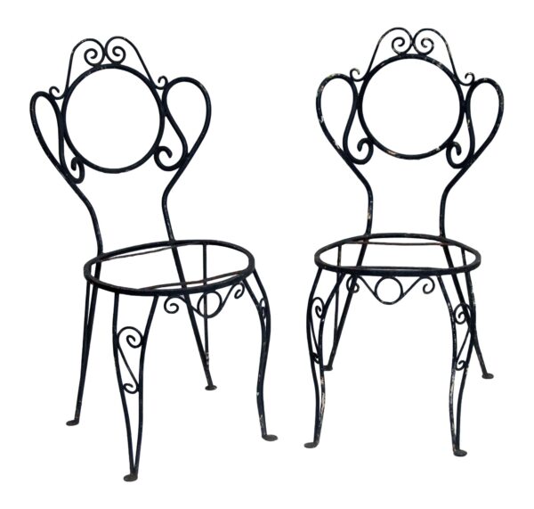 Patio Furniture - Pair of Black Iron Garden Chairs