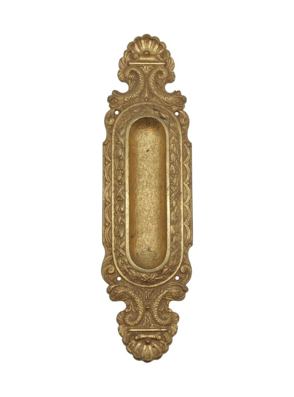 Pocket Door Hardware - Antique Neoclassical Gilded Cast Brass Pocket Door Plate