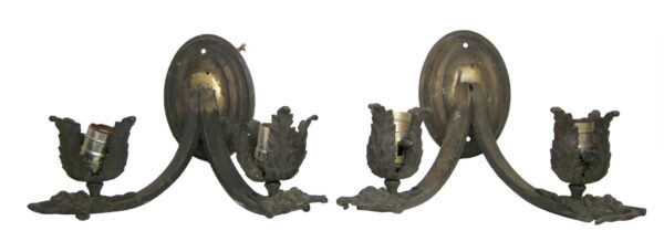 Sconces & Wall Lighting - Pair of Brass French Floral 2 Arm Wall Sconces Sconces & Wall Lighting - Pair of Brass French Floral 2 Arm Wall Sconces
