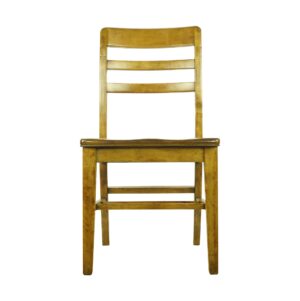 Vintage maple slat back chair with a medium wood tone and a simple ladder-style back, shown front view on a plain background.