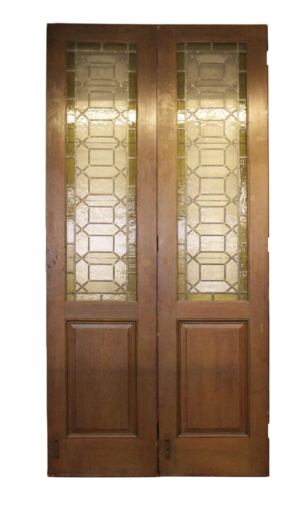 Standard Doors - Oak & Leaded Stained Glass Double Bi-fold Doors