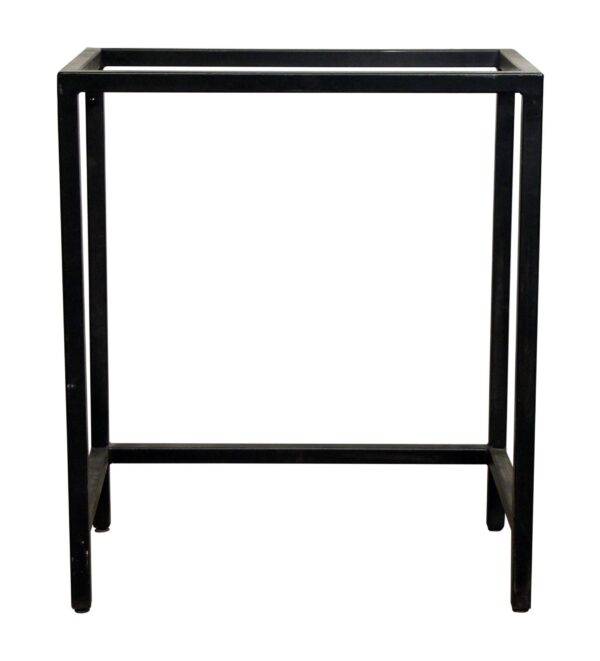 Tall black metal table base with a rectangular open frame and four straight legs.