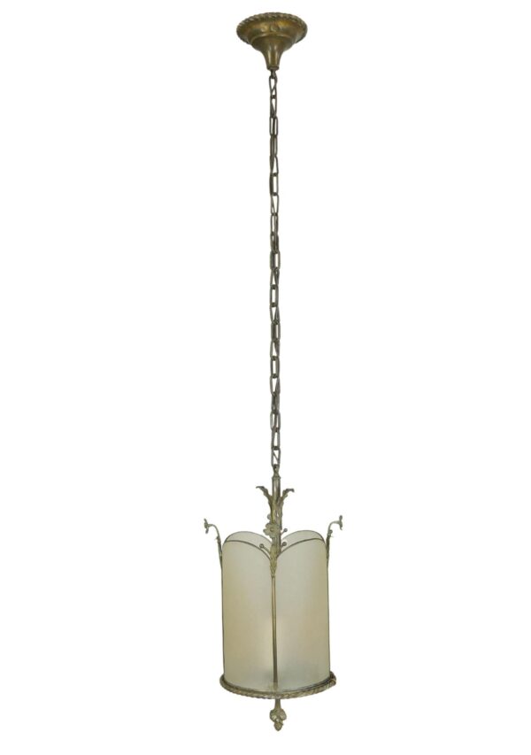 Up Lights - French Textured Glass Brass Frame Pendant Light