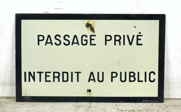 Vintage Signs - Vintage European French Steel Private Passage Sign