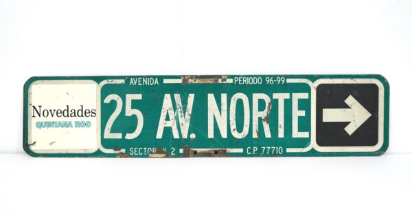 Vintage Signs - Vintage Spanish Steel Double Sided 25 Ave. North Street Sign