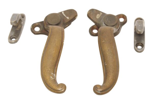 Window Hardware - Pair of Left & Right Original Bronze Shutter Latches