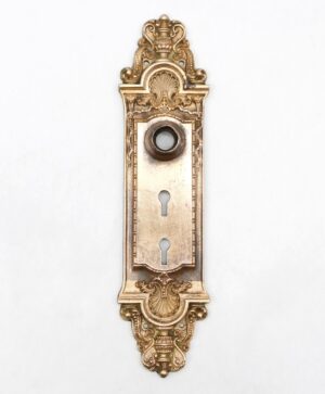 Back Plates - Antique 10.75 in. Yale & Towne Louis XV Door Passage Back Plate