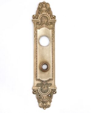 Back Plates - Antique 12.875 in. Yale & Towne Louis XV Door Entry Back Plate