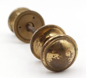 Door Knob Sets - Vintage Beaded Polished Cast Brass Door Knob Set