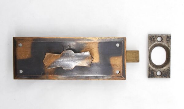 Door Locks - Reclaimed 6 in. Japanned Brass Flush Mount Door Bolt